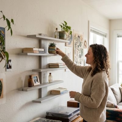 Etagere bois gris design