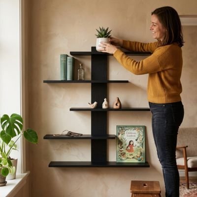 Etagere bois noir élégante